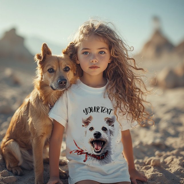 Cute Smiling Dog Kids T-Shirt, Custom Name T Shirt (Skapare uppladdad)