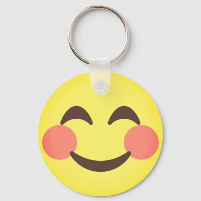 Cute Smiling Emoji Nyckelring (Framsida)
