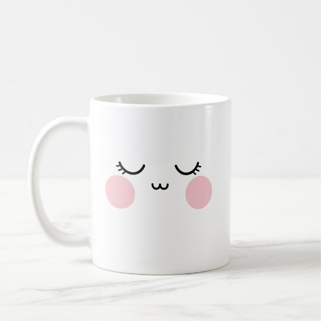 Cute Smiling Face Mug  Modern Aesthetic Kaffemugg (Vänster)