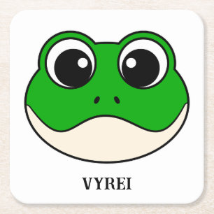 Cute Smiling Frog Underlägg Papper Kvadrat