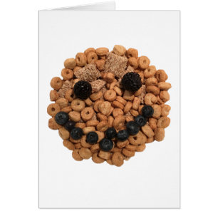 Cute Smiling Fruit and Cereal Ansikte Hälsningskort