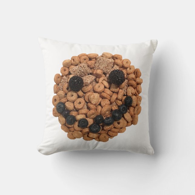 Cute Smiling Fruit and Cereal Ansikte Kudde (Framsida)