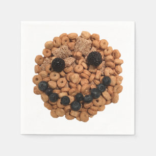 Cute Smiling Fruit and Cereal Ansikte Pappersservett