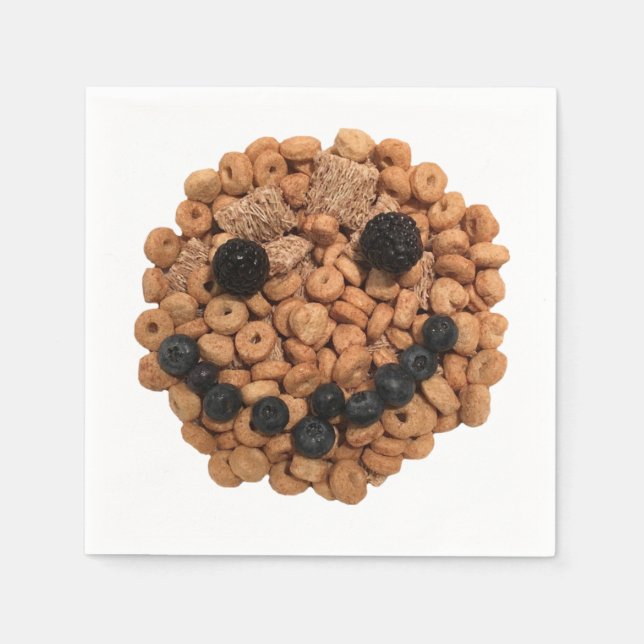 Cute Smiling Fruit and Cereal Ansikte Pappersservett (Framsidan)
