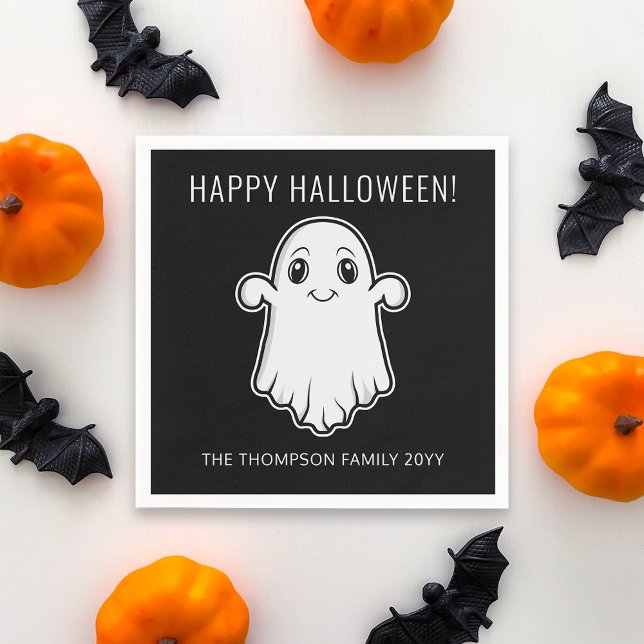 Cute Smiling Ghost Happy halloween Anpassningsbar  Pappersservett (Cute design for the Halloween season.)
