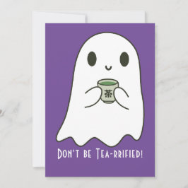 Cute Smiling Ghost & Japanska Tea Kanji Blank Inbjudningar