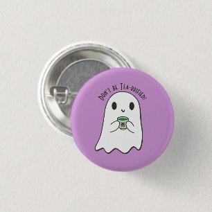 Cute Smiling Ghost & Japanska Tea Kanji Knapp
