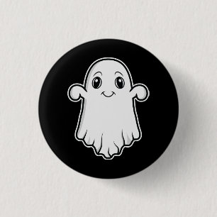 Cute Smiling Ghost Tecknad Illustration Halloween Knapp