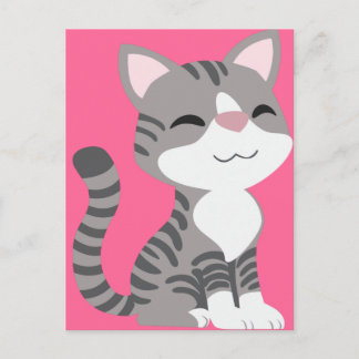 Cute Smiling Grått Tabby katt Vykort