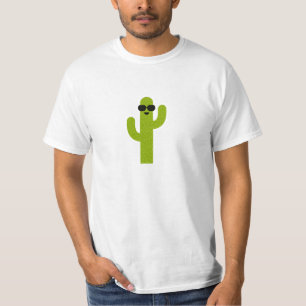 Cute Smiling Grönt Cactus Wearing Sunglasses T Shirt