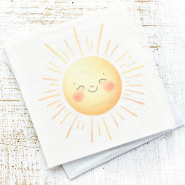 Cute Smiling Gult Watercolor Sunshine Roligt Kids Pappersservett