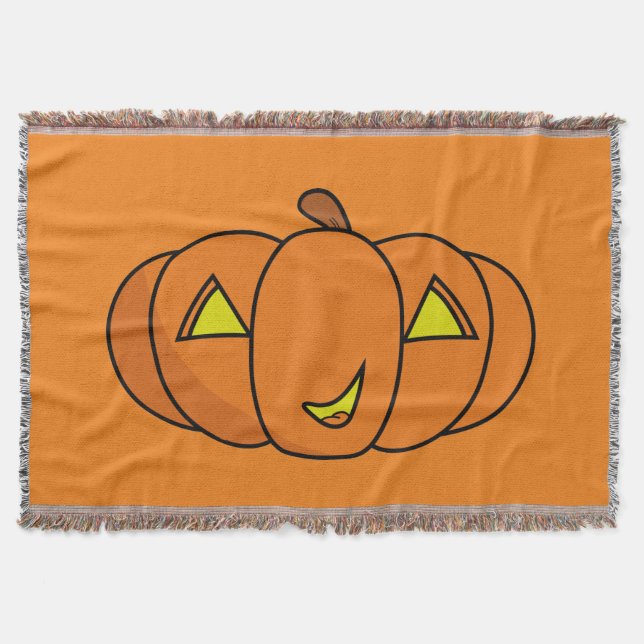 Cute Smiling Halloween Pumpkin Filt (Framsidan)