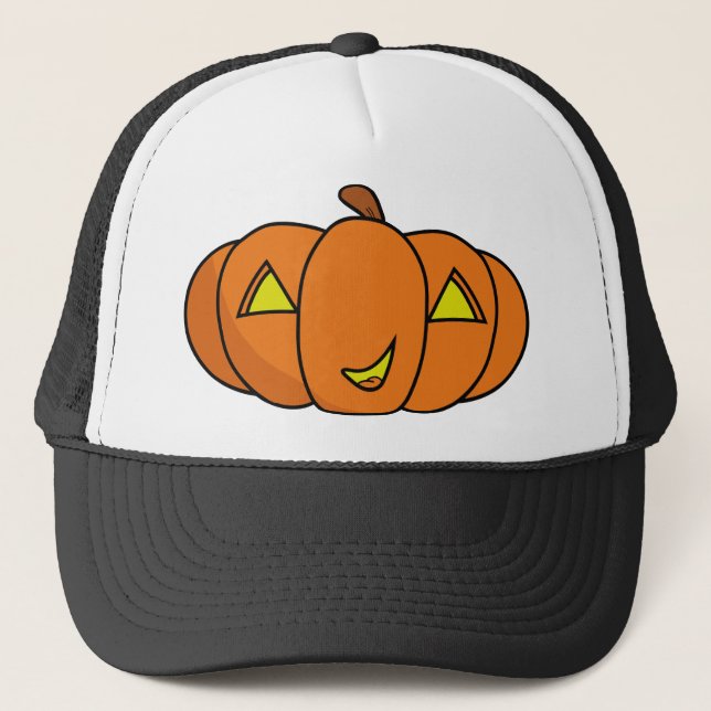 Cute Smiling Halloween Pumpkin Keps (Framsida)