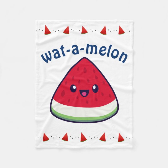 Cute Smiling Kawaii Watermelon Fleecefilt (Framsidan)
