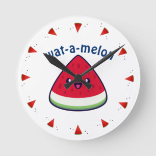 Cute Smiling Kawaii Watermelon Rund Klocka