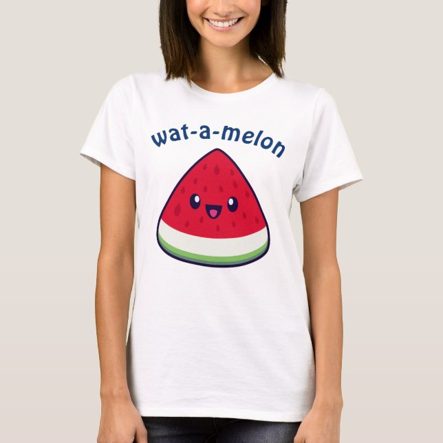 Cute Smiling Kawaii Watermelon T Shirt (Framsida)