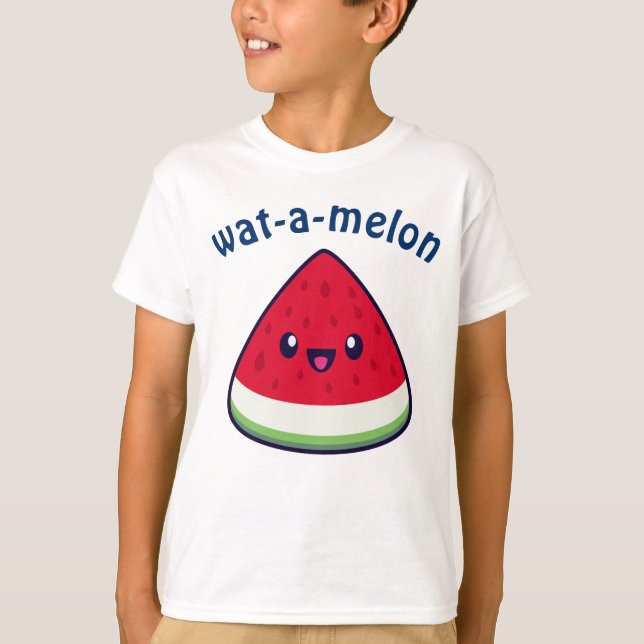 Cute Smiling Kawaii Watermelon T Shirt (Framsida)