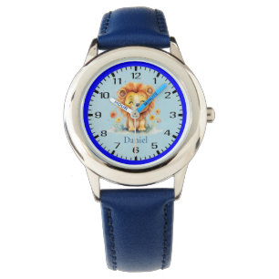Cute Smiling Lejon Amidst Flowers Children's Watch Armbandsur