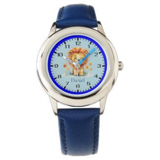 Cute Smiling Lejon Amidst Flowers Children's Watch Armbandsur