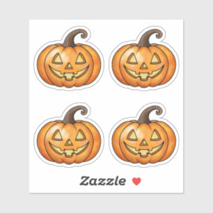 Cute Smiling Orange Tecknad Pumpkins Halloween Klistermärken