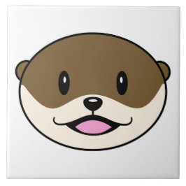 Cute Smiling Otter Kakelplatta