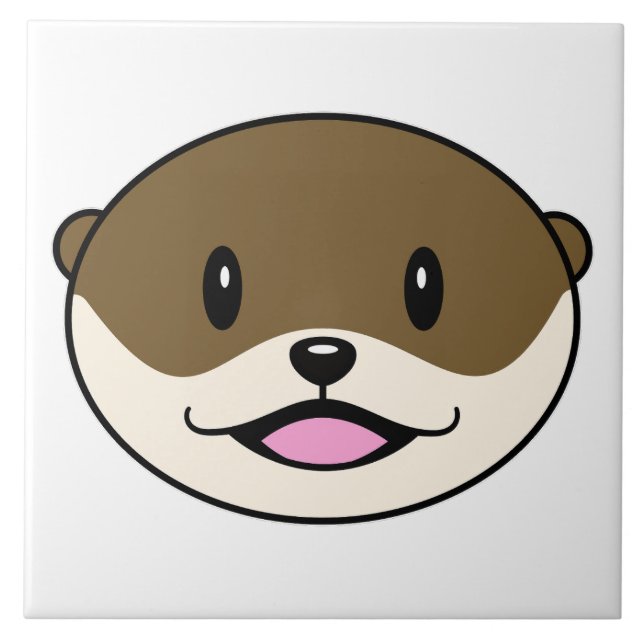 Cute Smiling Otter Kakelplatta (Framsidan)