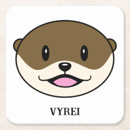 Cute Smiling Otter Underlägg Papper Kvadrat