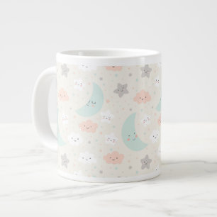 Cute Smiling Pastel Himlar Mönster Jumbo Mugg