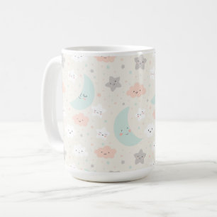 Cute Smiling Pastel Himlar Mönster Kaffemugg