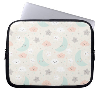 Cute Smiling Pastel Himlar Mönster Laptop Fodral