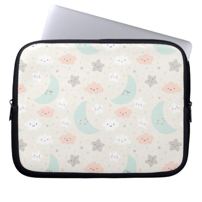 Cute Smiling Pastel Himlar Mönster Laptop Fodral (Framsidan)