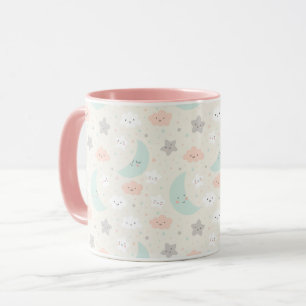 Cute Smiling Pastel Himlar Mönster Mugg