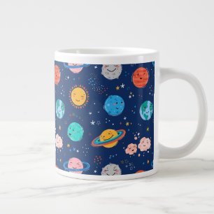 Cute Smiling Planet Mönster Jumbo Mugg