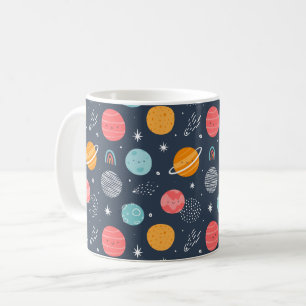Cute Smiling Planet Mönster Kaffemugg