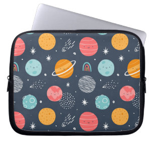 Cute Smiling Planet Mönster Laptop Fodral