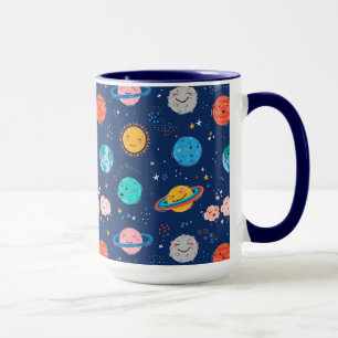 Cute Smiling Planet Mönster Mugg