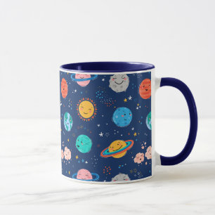 Cute Smiling Planet Mönster Mugg