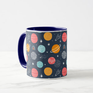 Cute Smiling Planet Mönster Mugg