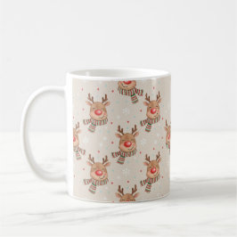 Cute Smiling Reindeer Christmas Pattern Kaffemugg