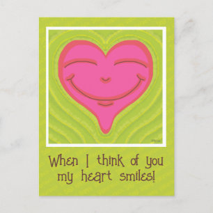 Cute Smiling Rosa Heart Valentines day Helg Vykort