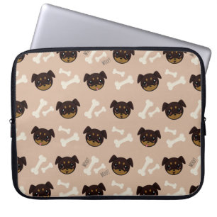 Cute Smiling Rottweiler Puppy & Bones Mönster Laptop Sleeve