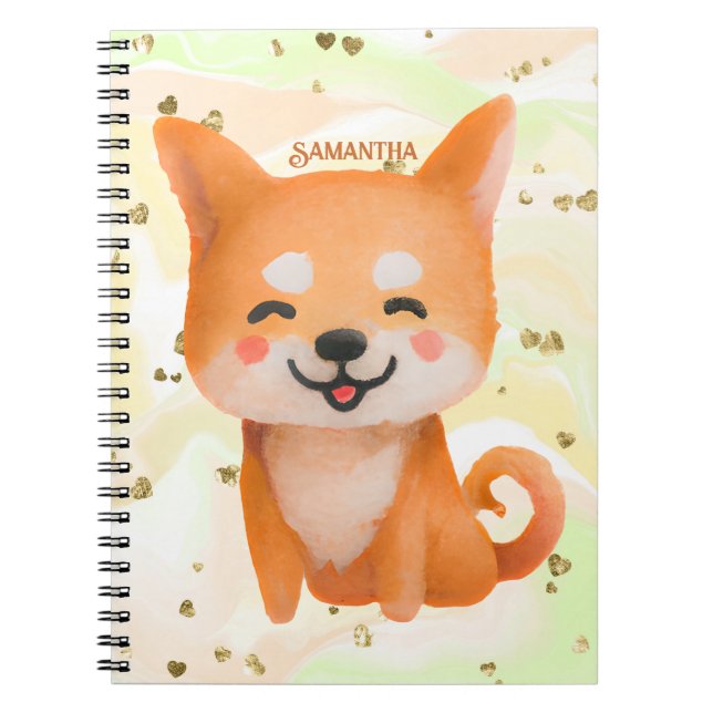 Cute Smiling Shiba Inu Anteckningsbok (Framsidan)