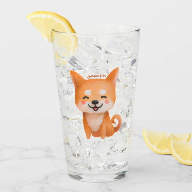 Cute Smiling Shiba Inu Glaskopp (Framsida Ice)