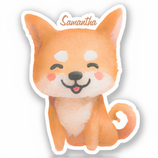 Cute Smiling Shiba Inu Klistermärken (Framsida)