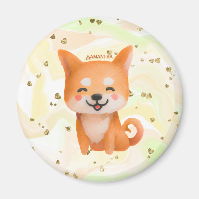 Cute Smiling Shiba Inu Magnet (Framsidan)