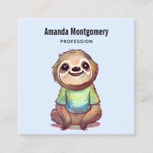 Cute Smiling Sloth med en Shirt Fyrkantigt Visitkort