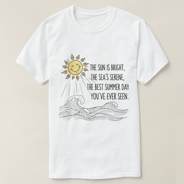 Cute Smiling Sol sommarvågskonst T Shirt (Design framsida)