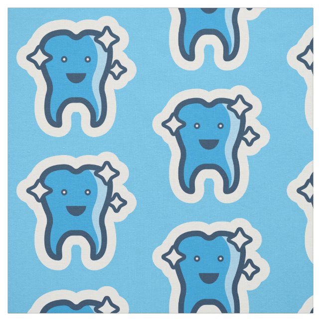 Cute Smiling Sparkling Teeth Mönster Tyg (Provkarta)