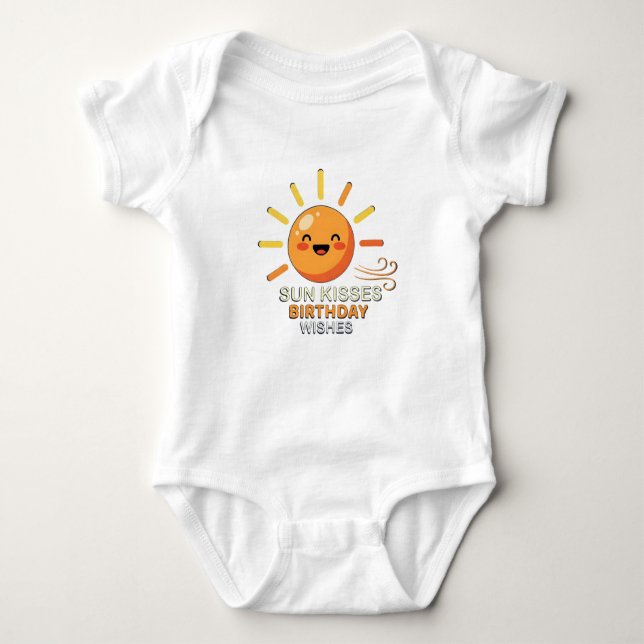 Cute Smiling Sun Birthday Wishes Baby Jersey Bodys T Shirt (Framsida)