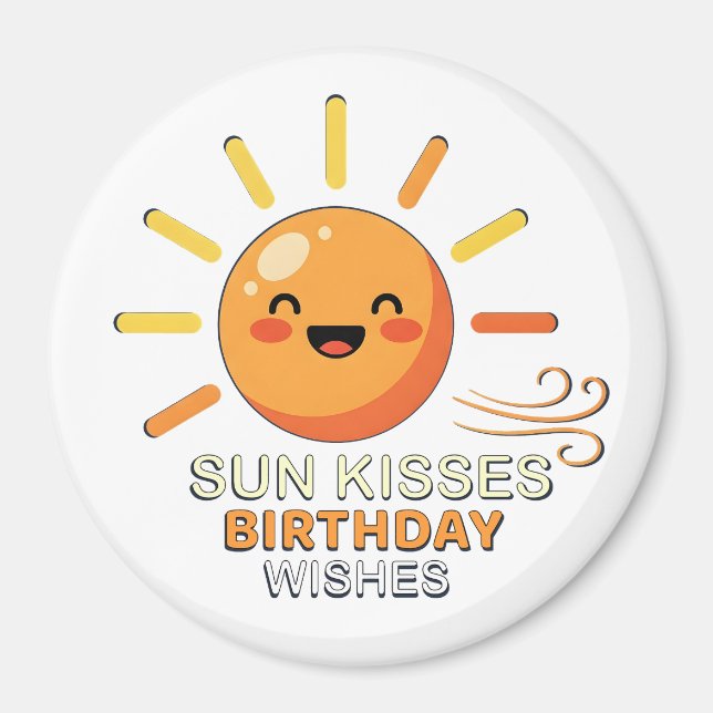 Cute Smiling Sun Birthday Wishes Fridge Magnet (Framsidan)